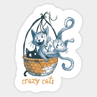 Cats playing with balls of yarn Funny T-shirt 2-03 Sticker